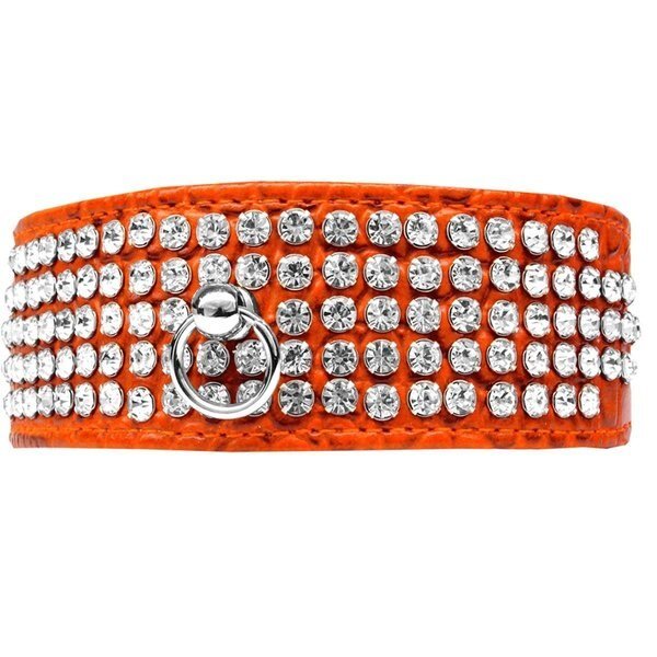 5 Row Rhinestone Designer Croc Dog CollarOrange Size 22, Mirage Pet Products, Mfr#: 82-24-ORC22